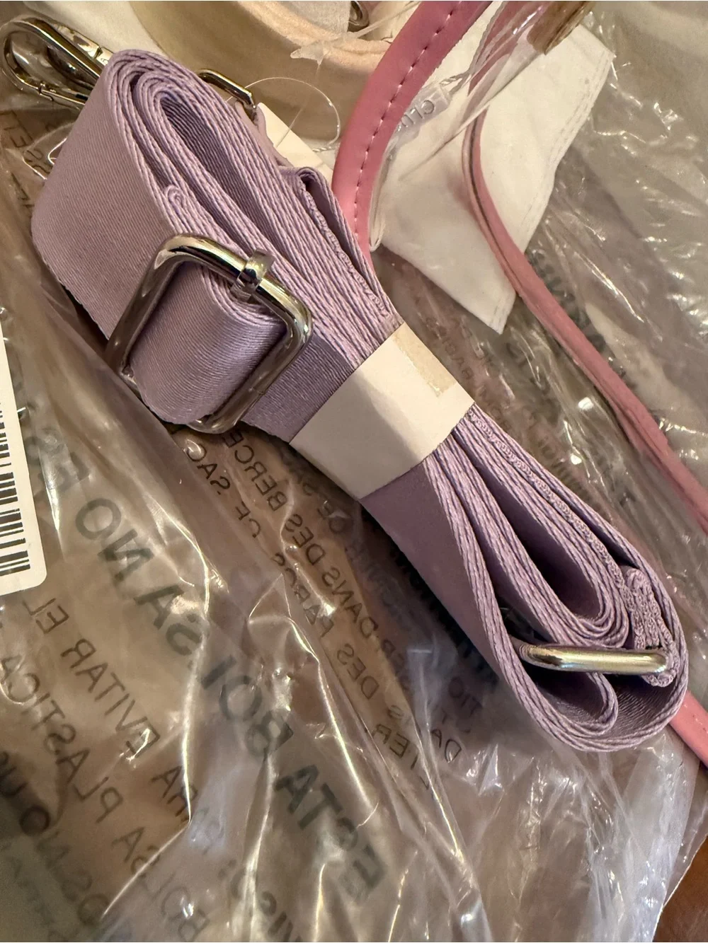 Pink & Lavender Clear Crossbody Bag with 2 Adjustable Strap